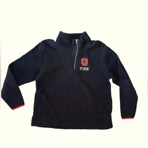 Victoria’s Secret Pink OHIO STATE BUCKEYES Sherpa 1/4 Zip Pullover Size Medium